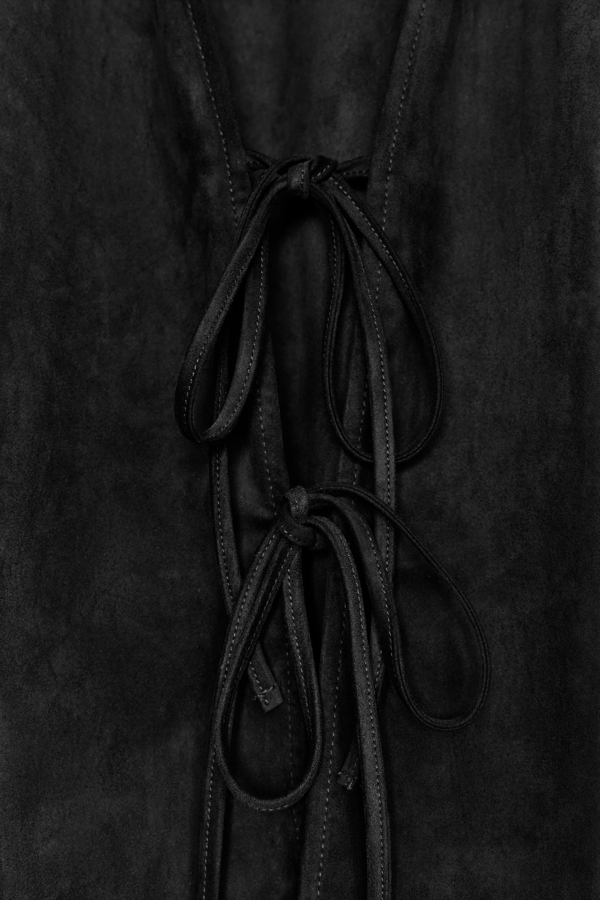 FAUX SUEDE SHIRT WITH TIES